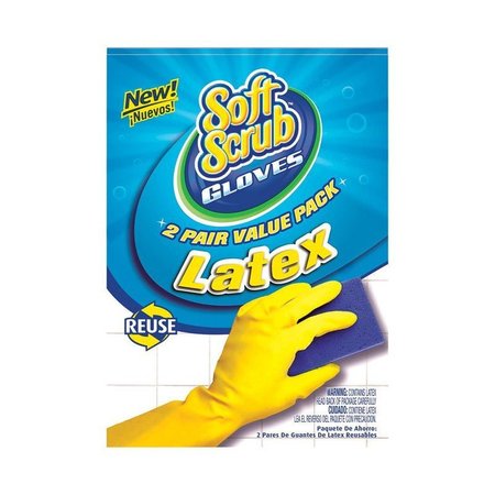 SOFT SCRUB Latex Cleaning Gloves XL Yellow 2 pair 12324-26